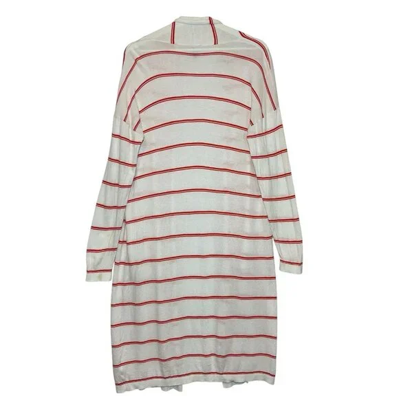 Cabi Women Cardigan Striped Medium Size Open Front Pockets Long Sleeves Orange - Picture 2 of 10